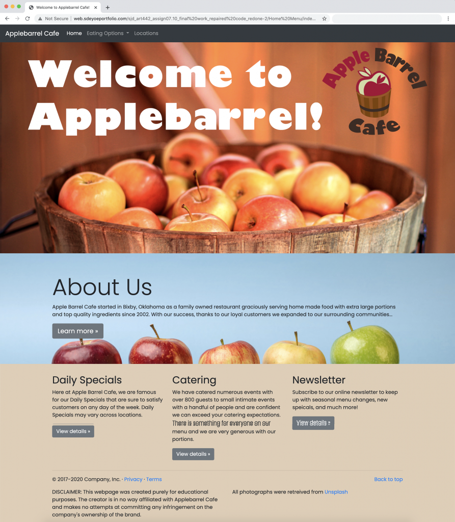 restaurant web page_home